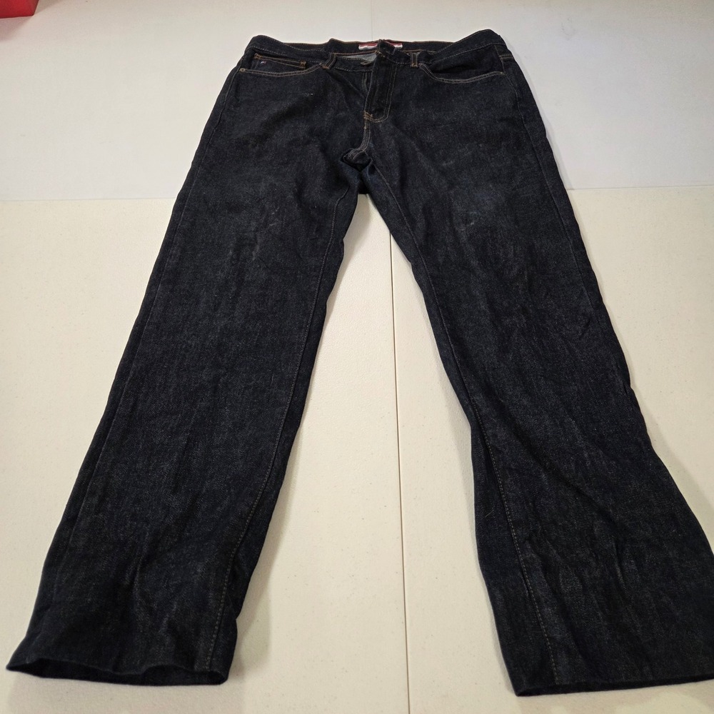 Tommy Hilfiger Mens 33x32 Dark Wash Straight Leg Jeans 100% Cotton Indigo Blue